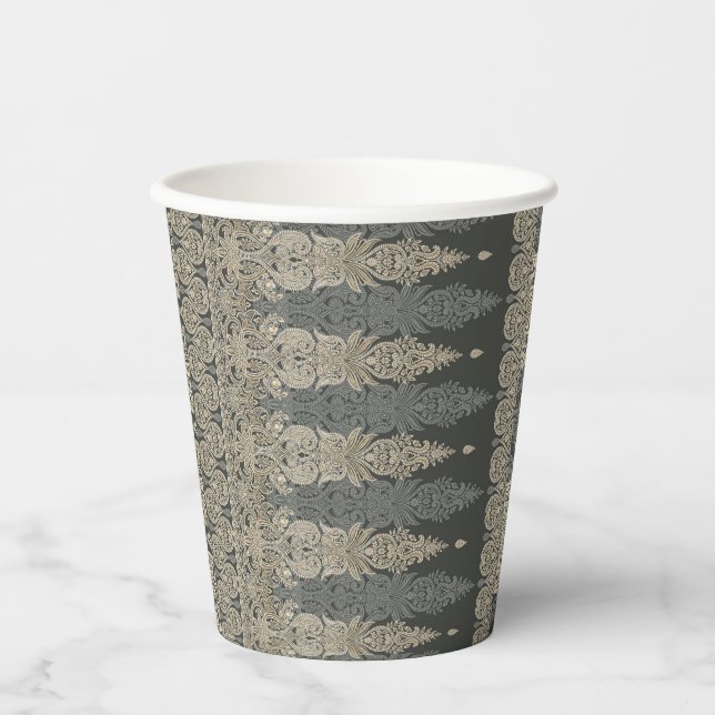 Ornamental Traditional Paisley design Paper Cups (Front)