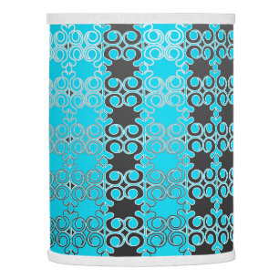Ornamental, vines, lines, pattern, teal, grey lamp shade