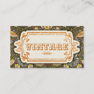 Ornamental vintage design birds and strawberries business card