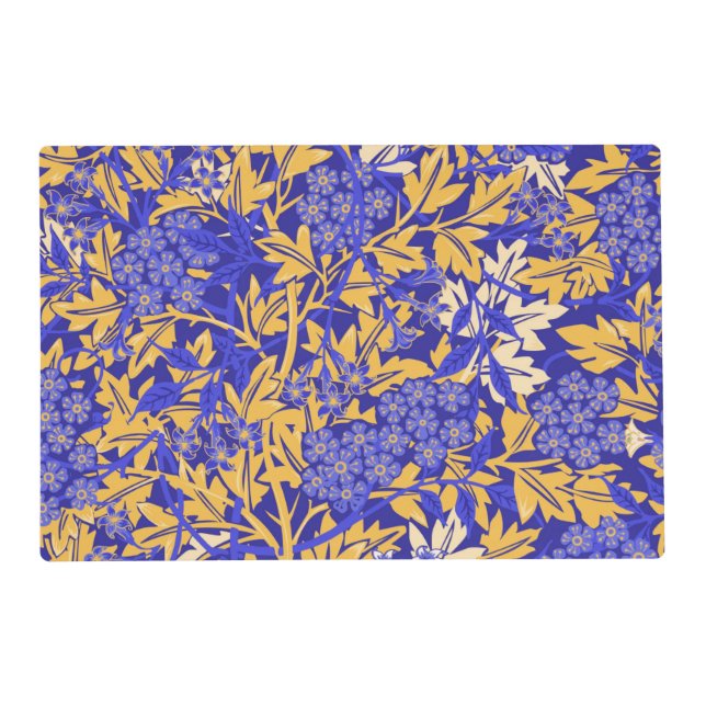 Ornamental vivid blue and golden yellow  placemat (Front)