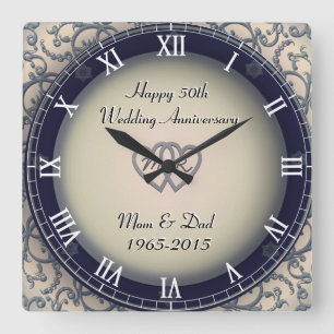 Ornamental Wedding Anniversary Square Wall Clock