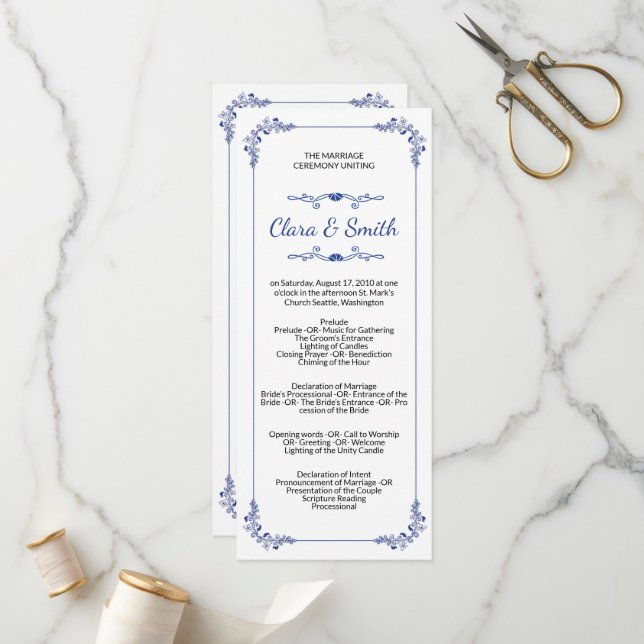 Ornamental Wedding Ceremony Program Template (Front/Back In Situ)
