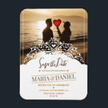 ORNAMENTAL WEDDING INVITATION WITH PICTURES MAGNET<br><div class="desc">Awesome wedding card design template featuring editable text in organic ornamental style. Use this editable wedding invitation template for your wedding event. Easily editable text and colors.</div>