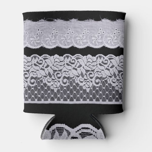 Ornamental white lace isolated black background can cooler
