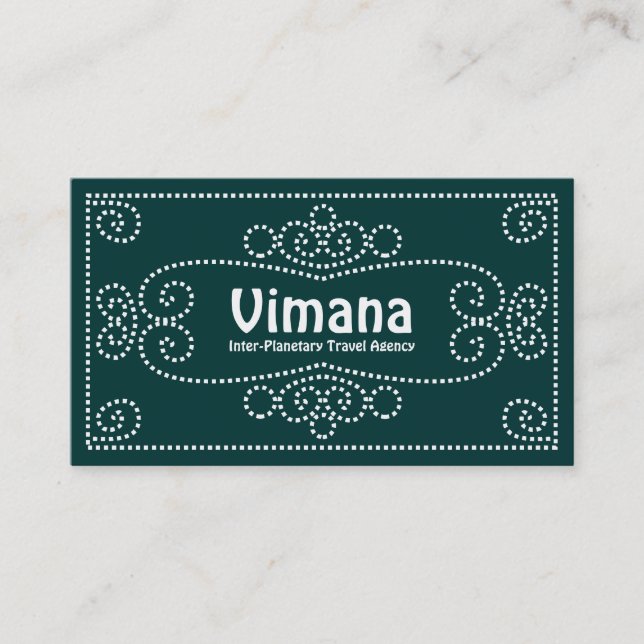 Ornamental - White on Dark Green 003333 Business Card (Front)