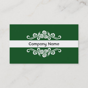 Ornamental - White on Dark Green Business Card