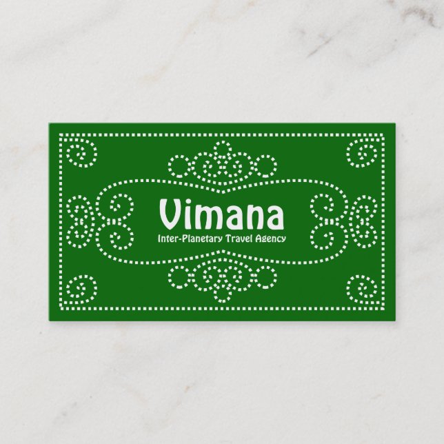 Ornamental - White on Green 006600 Business Card (Front)