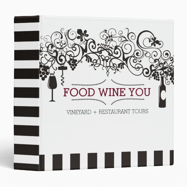 Ornamental wine charms food wine vineyard 3 ring binder (Front/Spine)
