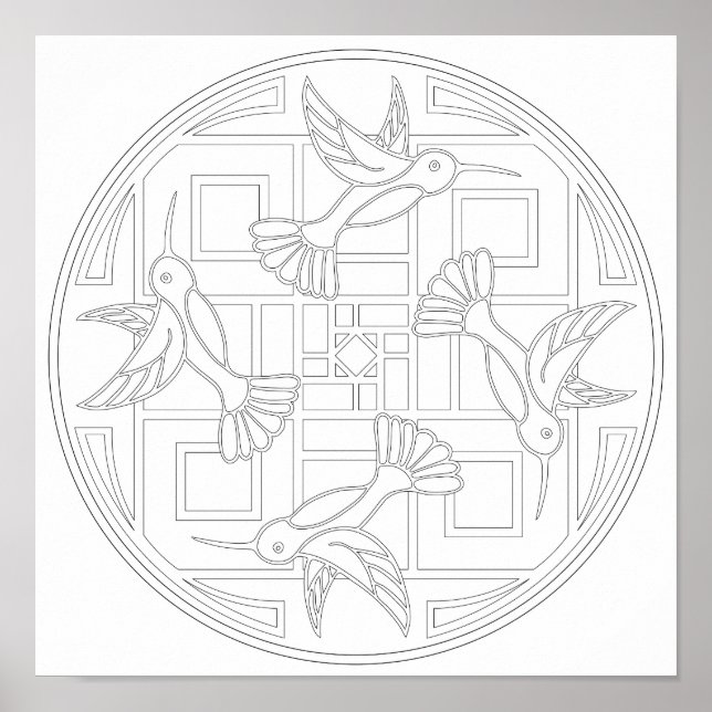 OrnaMENTALs #0021 Hummingbird Color Your Own Poster (Front)