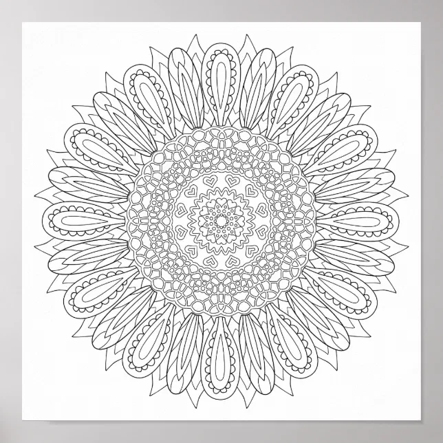 OrnaMENTALs #0025 Sunflower Delight Color Your Own Poster | Zazzle