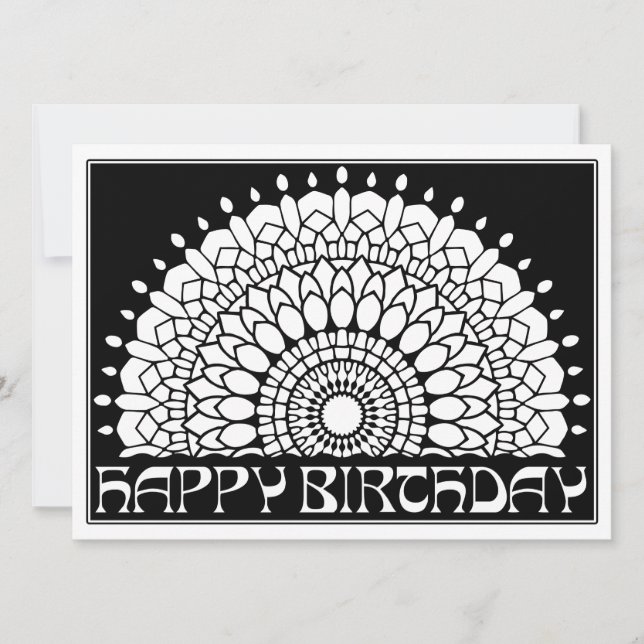 OrnaMENTALs Happy Birthday Mandala Color Your Own Card (Front)