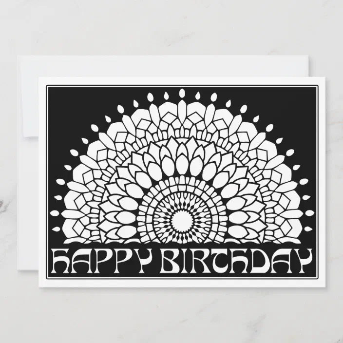 OrnaMENTALs Happy Birthday Mandala Color Your Own Card | Zazzle.com