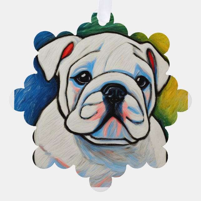 Ornaments all year white bulldog puppy  (Front)