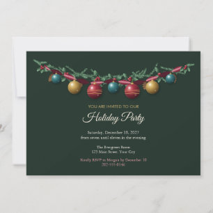 Ornaments and Greenery Holiday Party Invitation