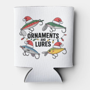 Ornaments and Lures Funny Christmas Santa Fishing Can Cooler