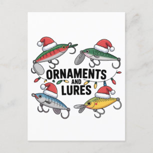 Ornaments and Lures Funny Christmas Santa Fishing Invitation Postcard