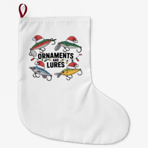 Ornaments and Lures Funny Christmas Santa Fishing Large Christmas Stocking
