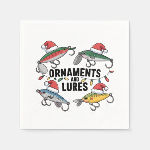 Ornaments and Lures Funny Christmas Santa Fishing Napkins