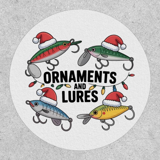 Ornaments and Lures Funny Christmas Santa Fishing  Patch (Front)