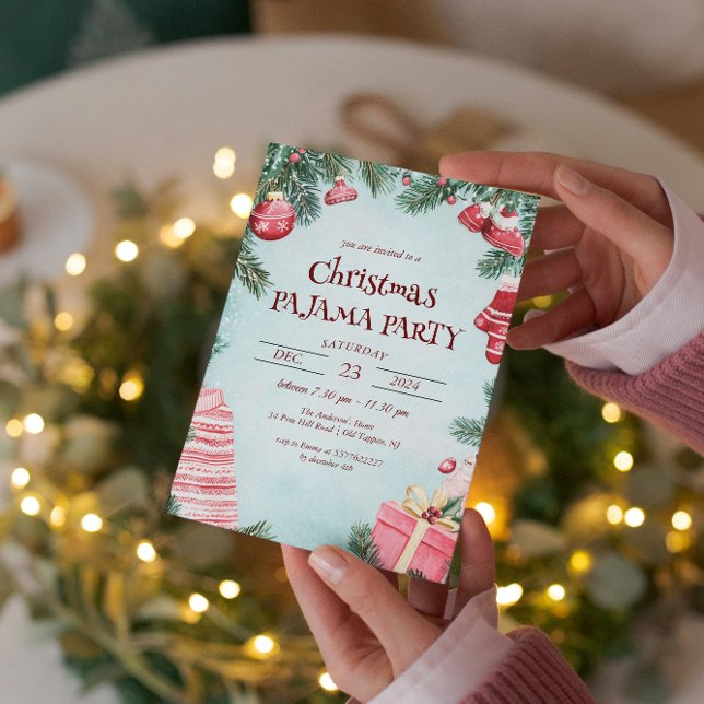 Ornaments And Presents Christmas Pajamas Party Invitation (Creator Uploaded)
