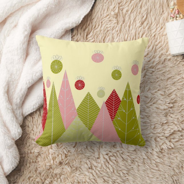 Ornaments and Trees Christmas  Throw Pillow (Blanket)