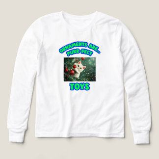 Ornaments Are Purr-fect Toys Kids’ Cat Christmas Tri-Blend Shirts