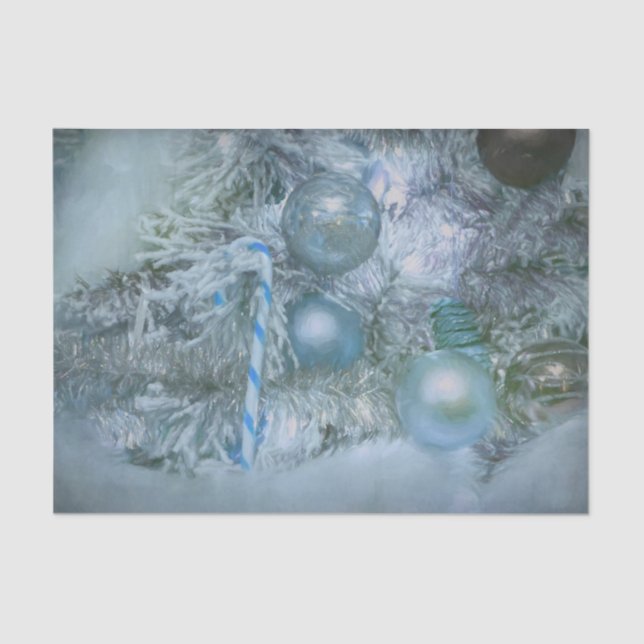 Ornaments Christmas Blue Teal Holiday Tree Tissue Paper (Front)