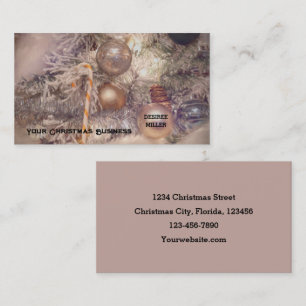 Ornaments Christmas Gold White Holiday Tree Business Card