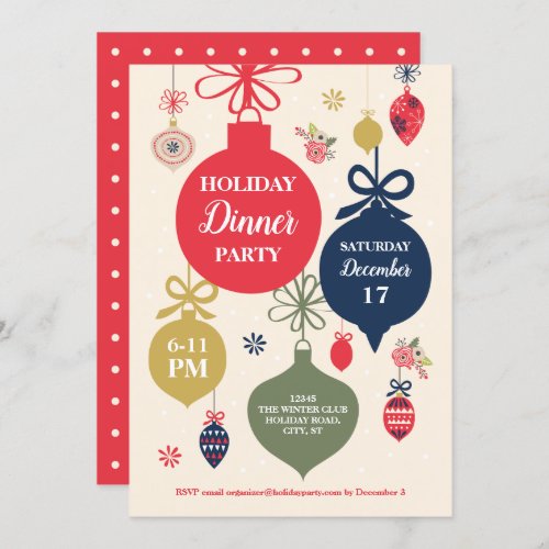 Ornaments Christmas Holiday Party Invitation