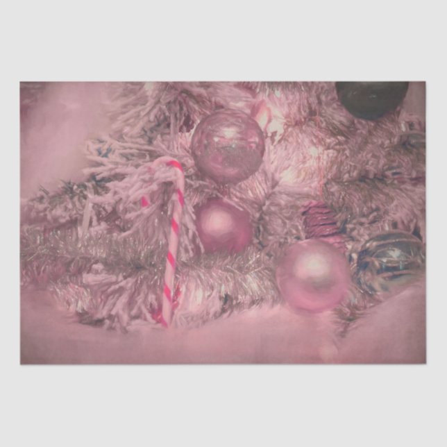 Ornaments Christmas Pink Silver Holiday Tree Tissue Paper (Front)