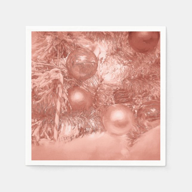 Ornaments Christmas Tree Rose Gold Holiday Napkins (Front)