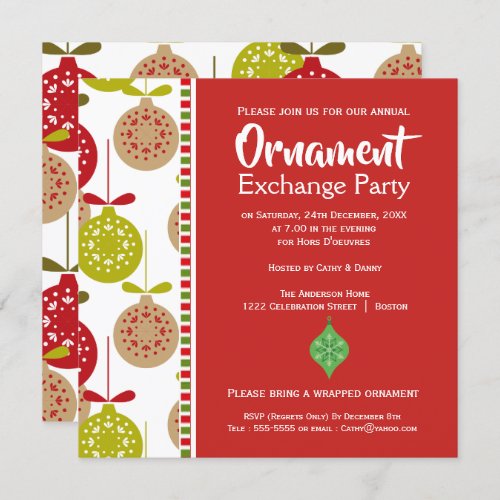 Ornaments Exchange Party Christmas Invitation