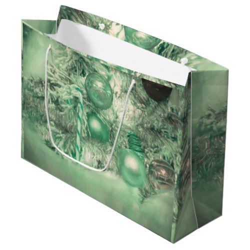 Ornaments Festive Christmas Green Holiday Tree Large Gift Bag