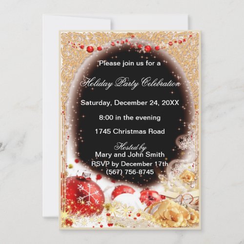 Ornaments Filigree Frame Christmas Party Invite