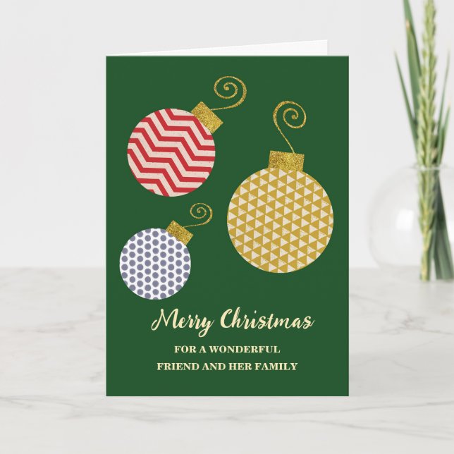 Ornaments Friend & Family Merry Christmas Card (Front)