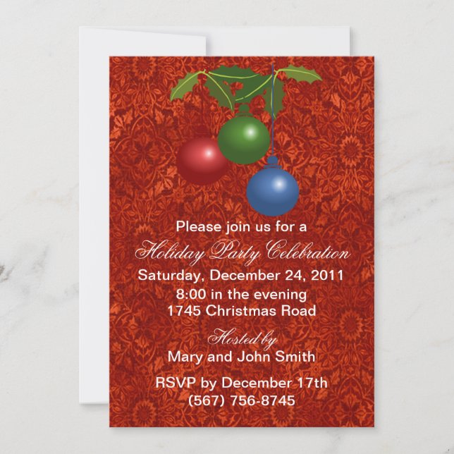 Ornaments Holiday Party Invitations (Front)