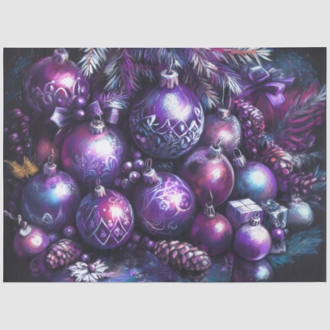 Ornaments in Shades of Purple Chalk Tissue Paper (Front)
