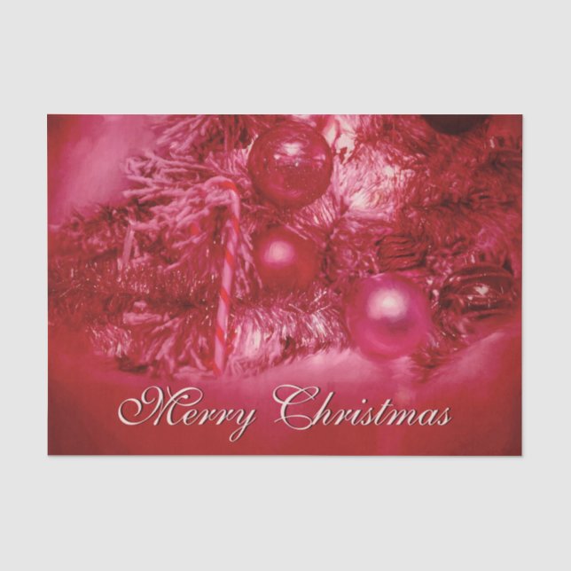 Ornaments Merry Christmas Red Holiday Tree Tissue Paper (Front)