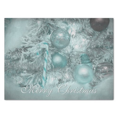 Ornaments Merry Christmas Teal Green Holiday Tree Tissue Paper