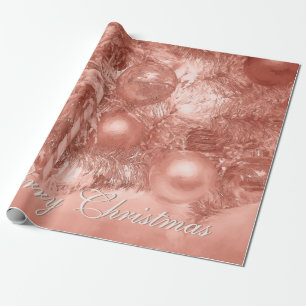 Ornaments Merry Christmas Tree Rose Gold Holiday Wrapping Paper
