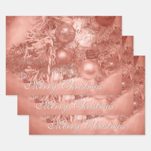 Ornaments Merry Christmas Tree Rose Gold Holiday Wrapping Paper Sheets