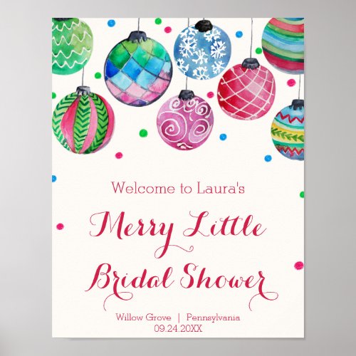 Ornaments Merry Little Bridal Shower Welcome Poster