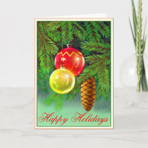 Ornaments On A Tree Custom Greetings Card