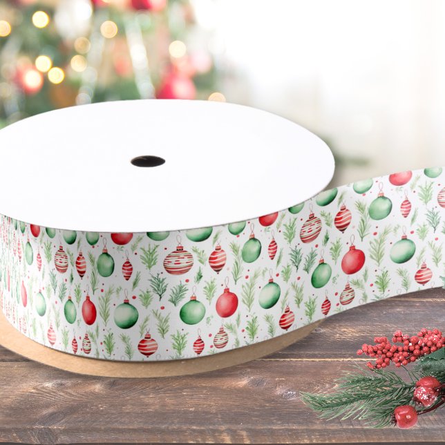Ornaments Pattern Christmas Satin Ribbon (Ornaments Pattern Christmas Satin Ribbon)