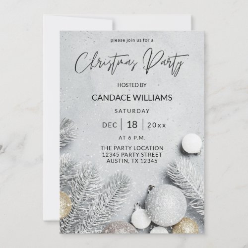 Ornaments  Pine Leaves Christmas Party Invitation