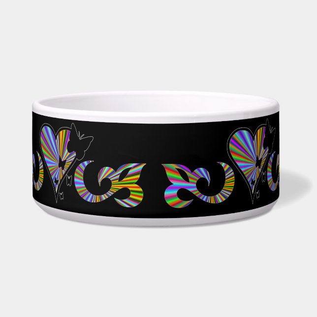 Ornaments Rainbow Heart with Lily and Butterfly Bowl (Front)