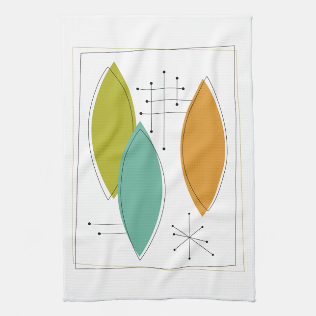 Ornaments Retro Mid Century Kitchen Towel (Vertical)