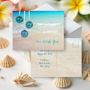 Ornaments Tropical Beach Christmas Postcard