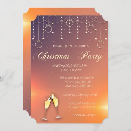 Ornaments Wine Glass Company Christmas Party Invitation