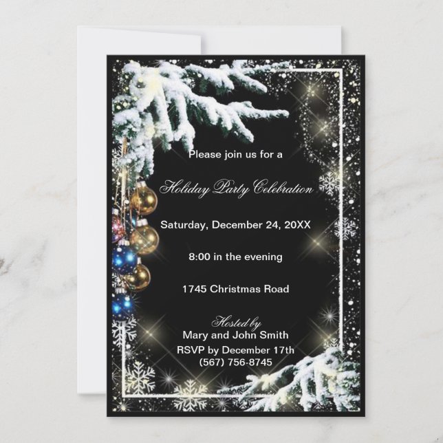 Ornaments Winter Pine Christmas Party Invitation (Front)